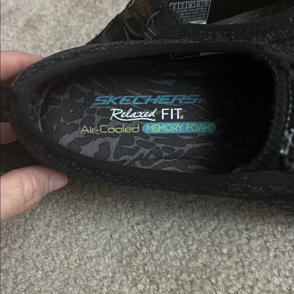 Skechers Black Relaxed Fit Slip-Ons - Picture 2 of 8